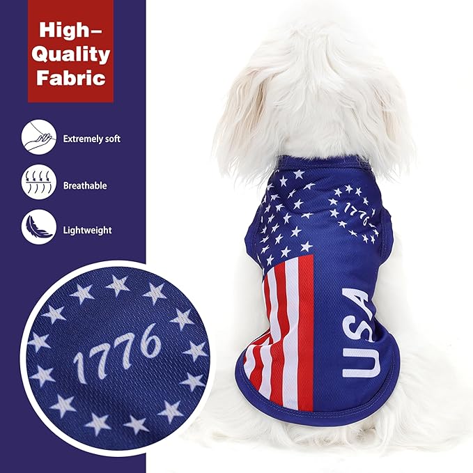 American Flag Inspired Dog Vest: Perfect Dog Shirt, Ideal Tank Top for Everyday Wear, Independence Day Celebrations Quality Materials for a Cute and Stylish Look Blue USA XL