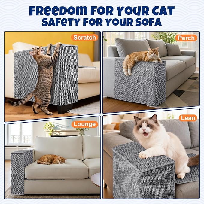 Cat Scratcher Couch Protector - Couch Corner & Armrest Protectors for Cats, Furniture Sofa Protector from Cat Claws Scratch