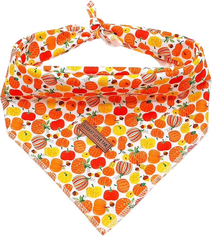 Elegant Little Tail Halloween Girl Boy Dog Bandanas - Washable Square Scarfs, Adjustable Kerchiefs for Small, Medium, Large Dogs
