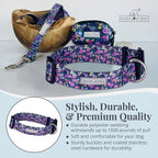 Lucky Love Dog Wide Dog Collar - Adjustable, Durable, Soft Webbing, & Comfortable 1.5 inch Wide Collar for Dogs Male and Female with Strong Buckle - Primrose, Medium