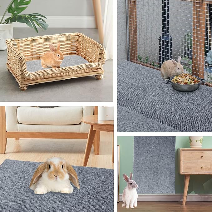 Rabbit Scratching Pad, Non-Woven Blanket with Back Adhesive, Rabbit Toys for Bunnies Boredom, Bunny Scratch Pad, Bunny Enrichment for Cage, Indoor, Living Room, Sofa