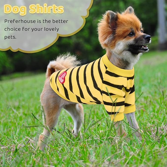 Pet Dog Striped T-Shirt Dogs Cats Cotton Vest Spring Summer Pet Apparel Tee Shirt Suitable for Small and Medium Large Pets French Bulldog Bichon