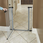 MidWest Homes for Pets 39-Inch High Walk-thru Pressure Mounted Gray Steel Dog Gate, Expands to 38 Inches Wide, No Damage to Walls, Includes 3-inch Extensions, For Small to Medium Pets
