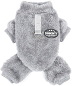 Fleece Dog Pajamas Winter Warm Dog Sweater for Small Dogs Thermal Soft Puppy Pjs Coat Stretchy Jumpsuit Doggie Pet Clothes Outfits Cat Apparel (Grey, Large)