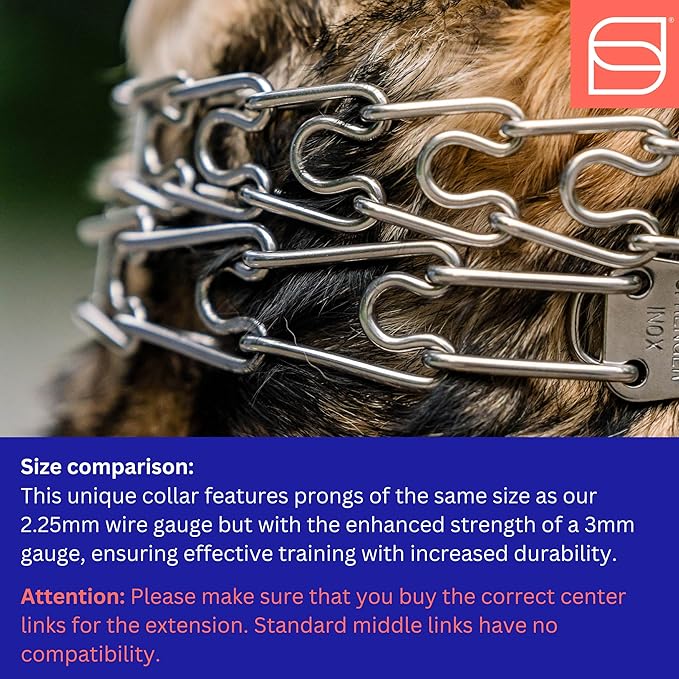 Herm. Sprenger Ultra-Plus Prong Dog Training Collar, Anti Pull Training Pinch Collar, (Stainless Steel, 3.0 mm Short Links x 18" Neck Size; 19-20" Chain Length) - Toggle Version