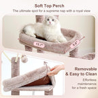 Heybly Cat Tree, 45.3-Inch Cat Tower for Indoor Cats with Large Perch, All-in-One Cat Furniture with Cozy Bed, Hidden Space Cat Condo, Comfy Hammock, Scratching Posts & 3 Pompoms, Muchroom HCT202SMU