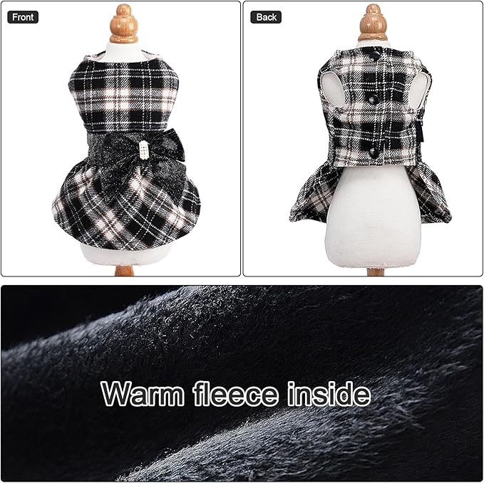 Dog Sweaters Dog Clothes for Small Dogs Boy Girl Fall Puppy Dress Warm Fleece Chihuahua Yorkie Teacup Doggie Sweaters Dresses Doggy Sweater for Small Dogs Girl Cat Outfit, Black, M