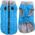 Warm Fleece Dog Coats with Durable Harness Buitl in D-Ring,Waterproof Puppy Jacket for Small Dogs,Dog Vest for Cold Winter,Light Blue M
