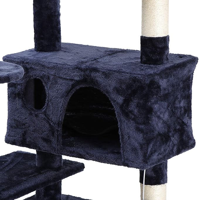 54 Inch Cat Tree Tower for Indoor Cats, Plush Multi-Level Cat Condo w/Padded Plush Perch,Scratching Post,Kittens Pet Play House,Blue