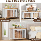 EasyCom Dog Crate Furniture for 1 or 2 Dogs, Heavy Duty Single/Double Dog Crates for Small/Medium/Large Dogs, Dog Kennel Furniture Indoor as TV Stand, Large Size 39.96" L(35-60 Pounds), White