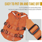 OneTigris No Pull Tactical Dog Harness for Large Dogs, Mesh Design Breathable Service Dog Vest with Handle, Military Dogs Vest Harness with Molle Panels for Walking Hiking Training (Orange, Large)