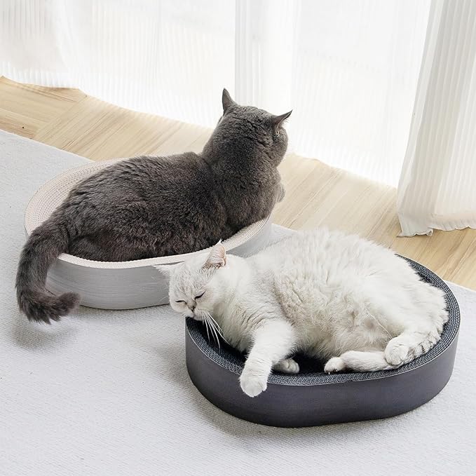 NATUYA Oval Cat Scratcher Bed, Modern Cat Scratching Bowl Bed, Durable Kittens Scratching Board Corrugated Lounge, Furniture Protector