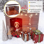 Aivituvin Dog House with Insulated Liner, Heated Outdoor Indoor Weatherproof Dog House for Winter, Suitable for Small & Medium & Large Dogs with Unique All-Around Iron Frame(Grey)