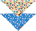Realeaf Easter Dog Bandanas 2 Pack, Reversible Bunny Carrot and Easter Eggs Pet Scarf for Boy and Girl, Premium Durable Fabric, Holiday Bandana for Small Medium Large and Extra Large Dogs (Small)
