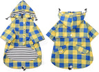 Dog rain Coat Waterproof Raincoat Puppy Jacket with Legs Buttons Zipper Hood Drawstring Fit for Yorkie Terrier Schnauzer Poodle Border Collie Labrador Golden Retriever 8lbs to 80lbs Yellow XS