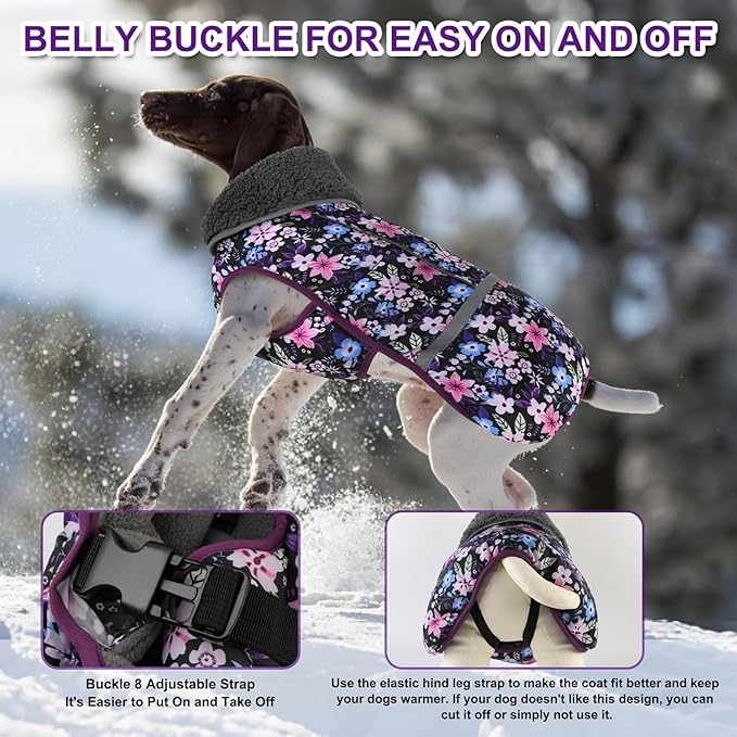 Doglay Dog Coat, Waterproof Dog Jacket Pet Winter Coat for Cold Weather with Thicken Furry Collar, Reflective Puppy Winter Jacket Warm Fleece Lining for Small Medium Large Pets