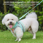 AIITLE Escape-Proof Dog Harness - Extra Soft Jacquard Fabric with Moisture-Wicking Lining, Adjustable Fit for Boston Terrier, Pekingese - Running, Playdates, Outdoor Adventures (Turquoise-Pink, L)