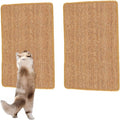 2PCS Natural Sisal Fabric Large 23.6" x 15.7" Cat Scratching Pad for Indoor Cats Scratcher Mat with Sticky Tapes Horizontal Cat Scratcher for Scratching Posts Couch Protection(Camel, 2 Pack)