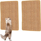 2PCS Natural Sisal Fabric Large 23.6" x 15.7" Cat Scratching Pad for Indoor Cats Scratcher Mat with Sticky Tapes Horizontal Cat Scratcher for Scratching Posts Couch Protection(Camel, 2 Pack)