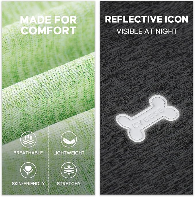 KYEESE 2Pack Dog Shirt, Lightweight Sun Protection Sleeveless Dog T Shirts for Small Dogs, Breathable Puppy Reflective Tank Top Summer Dogs Clothes for Outdoor Walking, Green+Grey, S