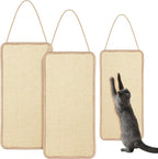 2 Pack Sisal Door Cat Scratching Mat Double Use Hanging Scratcher Wall Floor Mount Cat Scratch Mat Kitty Scratching Pad for Indoor Kitten with Hemp Rope, 7.87"x19.69"(Regular,Natural)