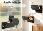 Cat Window Perch with Scratching Bed,Versatile Climbing Shelves Mounted by Strong Suction Cups, Solid Metal Frame and Anti-Slip Felt for Hide,Nap and Sunbath, Glass Protection Design(Grey)