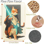 SOLDAY Sisal Cat Wall Scratcher 22x13 inch for Floor Wall Carpet Couch Furniture, Cat Scratching Posts with Velcro Tape, Anti Scratch Furniture Protector(Lightsaber Cat)