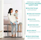 Regalo SAFETY 39" Extra Wide Wood Accent Baby Gate, Pressure Mount for Doorways & Bottom of Stairs, Babies, Toddlers & Pets, Ages 6–24 Months, TESTED & TRUSTED, AMERICAN DESIGNED, FAMILY OWNED