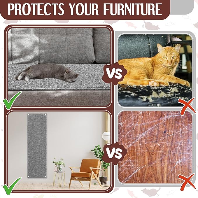 59" x 15.7" Thickened Cat Wall Climbing Carpet Large Cat Scratcher Mat Carpet with 5 Pcs Fixed Nails Wall Furniture Scratching Post Couch Sofa Protector