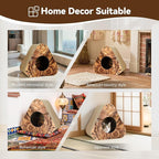 Cat Scratcher House, Cozy Cardboard Design, Safe and Secure for Kittens, Eco-Friendly, Wood Grain (Triangles)