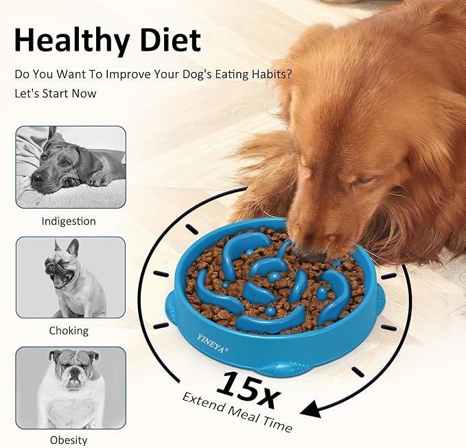 4 Cups Slow Feeder Dog Bowls Large Breed, Anti-Choking Pet Supplies, Maze Dog Food Bowl, Puzzle Feeder That Slow Down Eating 2PCS