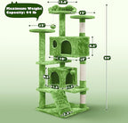 Yaheetech 54in Cat Tree, Cat Tower with Large Condo Sisal Scratching Posts and Dangling Balls, Pet Furniture for Kitten, Green