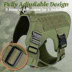 rabbitgoo Tactical Dog Harness for Large, Heavy Duty Pet Harness with Handle, No-Pull Service Vest Large Breed, Adjustable Military Dog Vest for Training Hunting Walking, Green, L