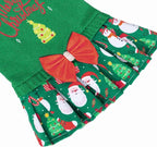CuteBone Christmas Green Dog Sweater Dress Turtleneck Puppy Sweater with Bowtie Harness Hole Pullover Winter Dress for Medium Dogs
