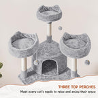 Topeakmart Cat Tower Cat Tree, 76 Inches Plush Cat House with Condos Perches Raised Edge as Cats Activity Center