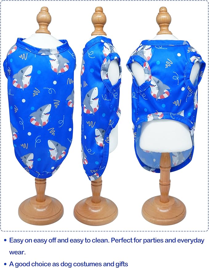 PET SHOW 4 Pack Paw Bone Printed Dog Clothes Shirts Soft Vest Lightweight Sleeveless Cats Doggies T-Shirts Puppies Tank Top Tee for Small Medium Dogs White Black Pink Blue (Medium, Blue for Boys)