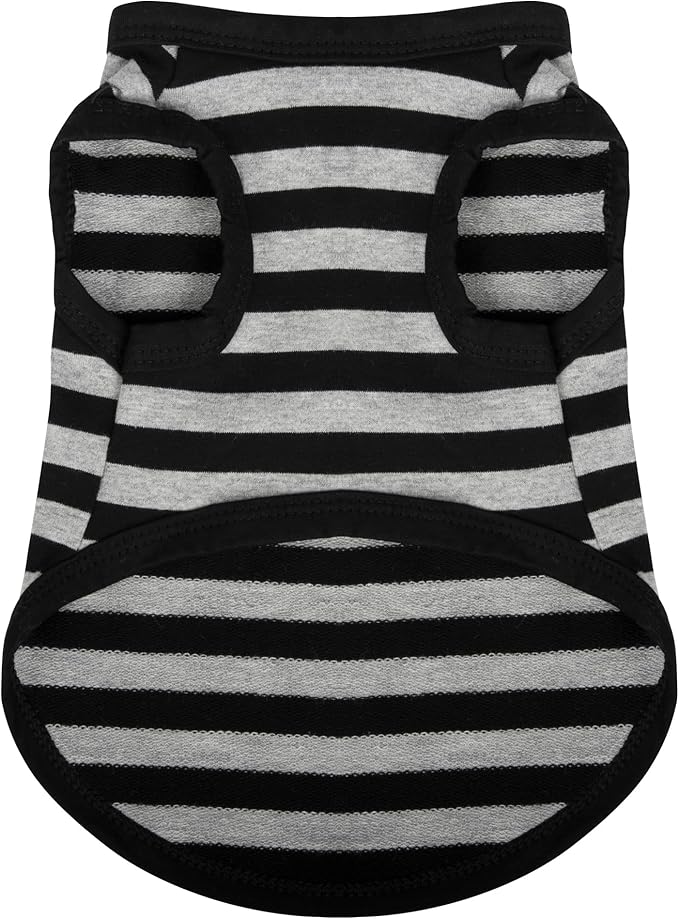 Paiaite Striped Shirt Happy Color Cotton Sleeveless Tank Top for Small Medium Dogs, Grey XXL