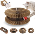 Magic Organ Cat Toy, Foldable & Reversible Accordion Scratching Board with Ball, Interactive Cardboard Cat Toy for Indoor Cats & Kittens, 1 Pack