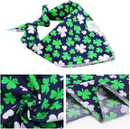E-Clover St Patrick Dog Bandana Boy & Matching Scrunchie Set Shamrock Lucky Dog Bandanas Scarf with Bow Hair Ties for Small Puppy Dogs Pet Owner Mom Green Spring
