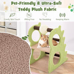 Tangkula Cute Cat Tree, Dinosaur-Shaped Cat Tower with Rotatable Sisal Scratching Ball, Soft Plush Fabric, Cat Climbing Stand, 2-Tier Modern Cat Tree for Small Indoor Cats (Green)