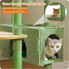 PAWZ Road Heavy Duty Cat Tree for Large Cats, 81 Inches Cactus Tall Cat Tower with 2 Perches, 2 Condos and Spacious Hammock, XL Extra Large Condo with 7 Scratching Posts for 20lb+ Adult Cats, Green