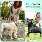 HIGO Dog Head Collar, Adjustable Head Collar for Dogs, No Pulling Head Halter, Training Nose Leash, 3 Pattern Muzzle Leash for Small Medium Large Dogs Easy Walking (Green, L)