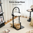 34" Modern Cat Tree Furniture, Minimalist Metal Frame Cat Tower with Wood Platforms, Washable Cushion & Scratching Post, Stylish Cat Condo for Indoor Cats, Classic Black