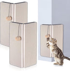 Aliceset 2 Pack 17.25 x 13 Inch Self Adhesive Wall Mounted Cat Wall Corner Scratcher Pad for Indoor Cat Kitten Scratcher Cardboard for Protector Furniture Couch Sofa with Ball Toy and Adhesive Tapes