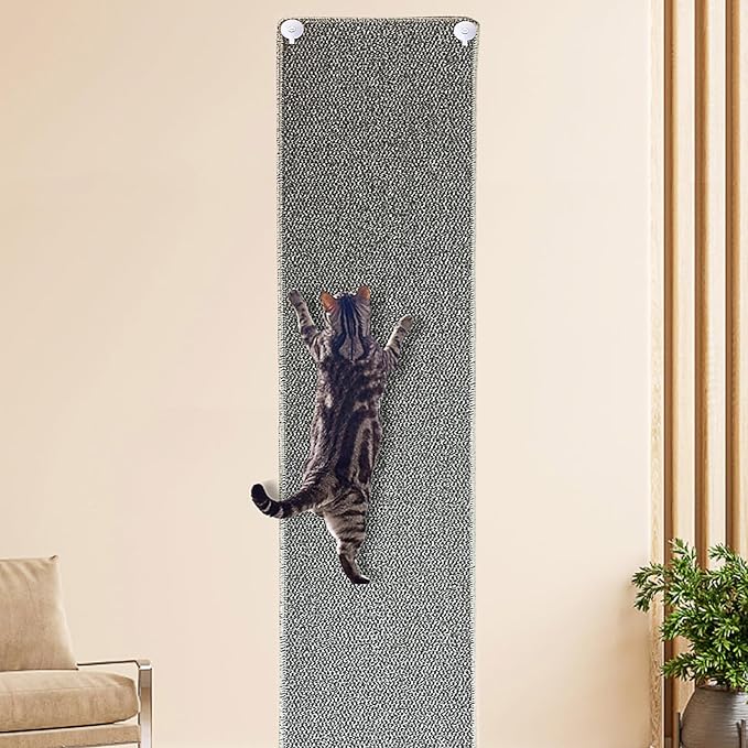 70.9"x 15.7" Thickened Extra Large Cat Wall Climbing Carpet with 10pcs Fixed Nails, Durable Cat Wall Furniture, Wall Scratcher, Scratching Post, Couch Sofa Protector, Gray