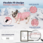 SPACE LION Dog Puffer Jacket, Down Winter Coat, Durable Outdoor Coat for Cold and Windy Conditions, Waterproof, Lightweight Jacket, Adjustable Fit for Small, Medium, Large Dogs(RedStripe, Size20/XL)
