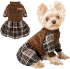 Dog Sweater Dog Clothes for Small Dogs Boy Girl Fall Puppy Dress Warm Fleece Chihuahua Yorkie Teacup Doggie Sweaters Dresses Doggy Sweater for Small Dogs Girl Cat Outfit, Brown, S