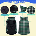 MIGOHI Reversible Dog Coats, Warm, Windproof & Waterproof Jackets for Cold Weather, British Plaid Warm Dog Vest, Green, 2XL