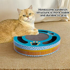 3-in-1 Cat Scratcher Toy, 13 Inch Round High-Density Corrugated Paper Puzzle Mat & Lounge for Indoor Cats, Reinforced Scratch-Resistant Board for Furniture Protection (Mint Green)