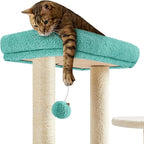 Yaheetech Cat Tree, 35.5in Cat Tower for Indoor Cats, Cat House with Scratching Posts & Padded Perch & Space Capsule, Cute Kitten Tree, Pet Furniture for Kittens, Indigo/Beige